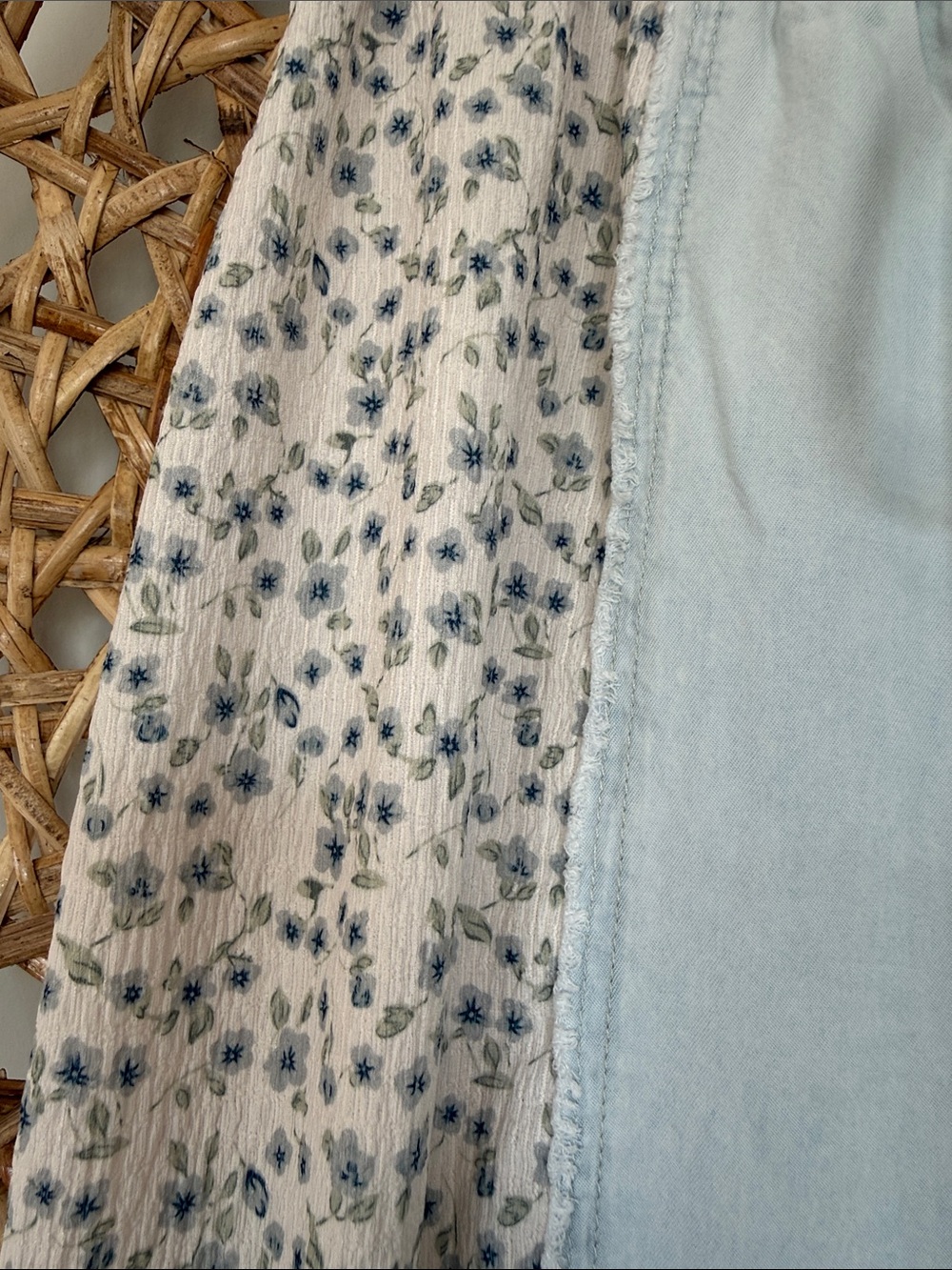 POL Patchwork Light Blue and Gray mixed fabrics Harem Pants - Picture 6 of 16